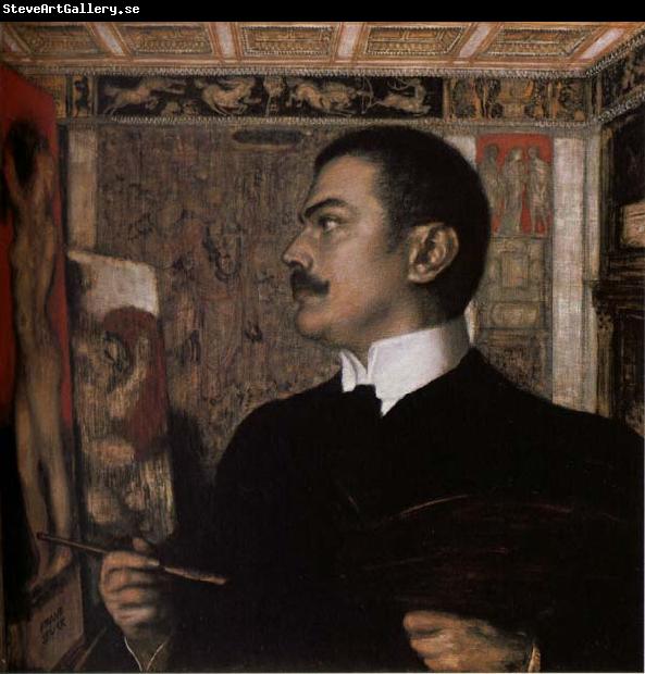 Franz von Stuck Self-Portrait at the Easel